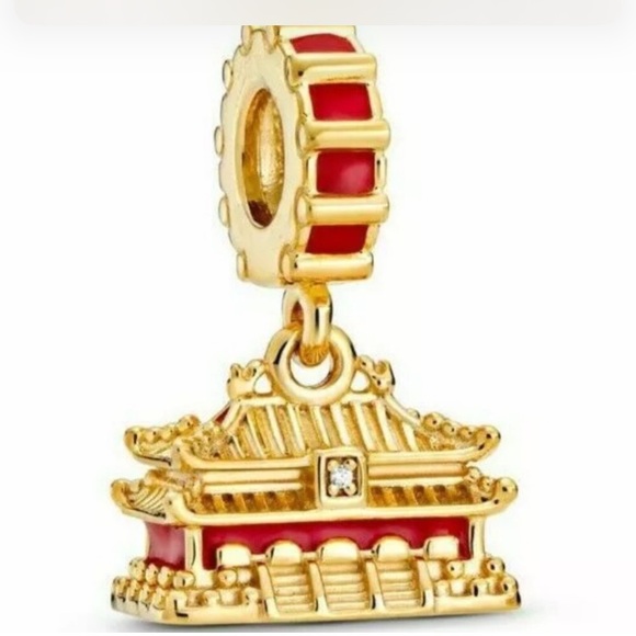 Mulan Jewelry - Disney Mulan Gold Red Beijing Forbidden City Dangle Charm